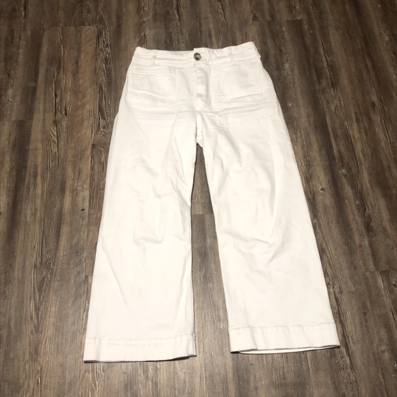 Maeve Denim - Maeve The Colette Wide Leg Pants Women's 30 White High Rise Stretch Patch Pocket
